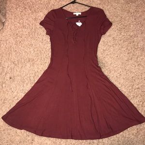 Short maroon dress with lace top!